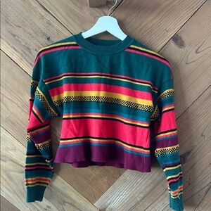 Colorful Striped Crop Sweater
